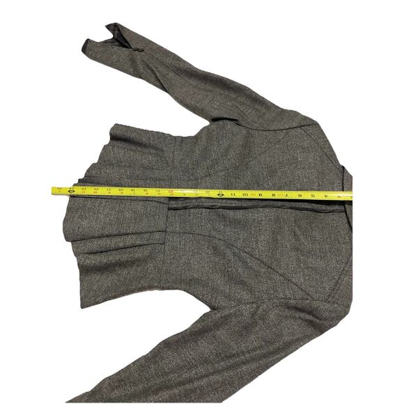 Bebe Jacket Womens 6 Charcoal Blazer 2 Button Tweed Texture Plaid Trim Peplum - Picture 16 of 16